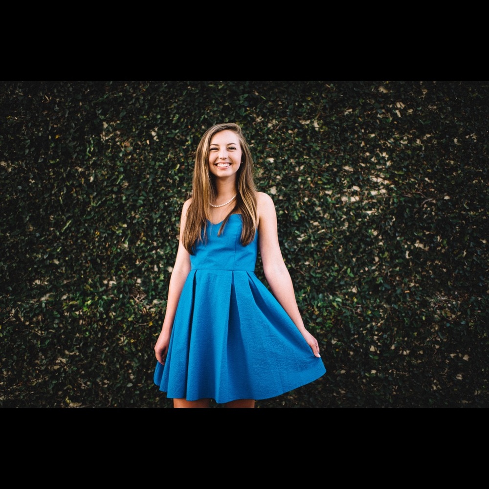 blue seersucker dress